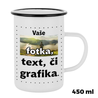 Plechový hrnek se černým lemem 450ml s vlastním potiskem 