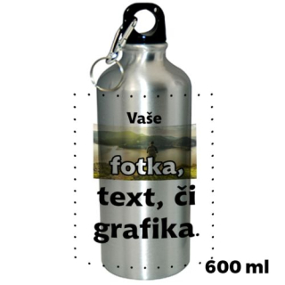 Turistická lahev stříbrná 600ml s vlastním potiskem 