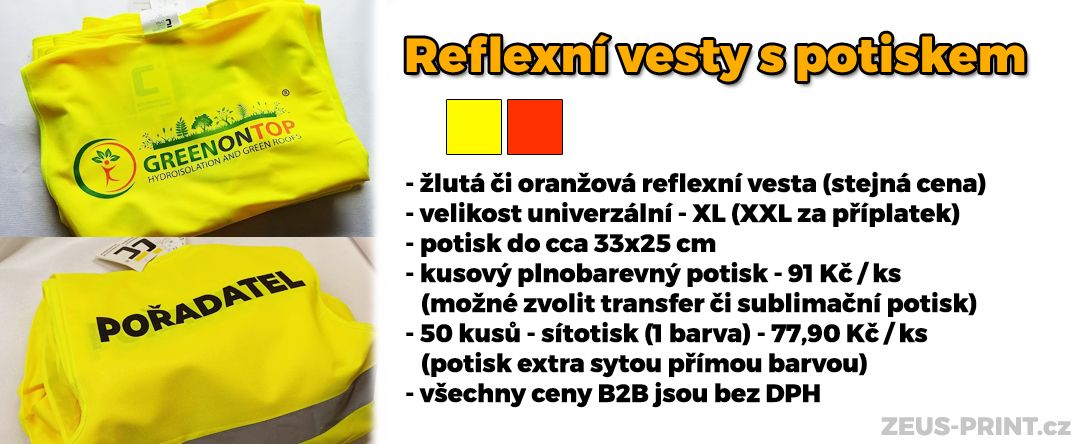 Potisk reflexních vest ZEUS-PRINT.cz